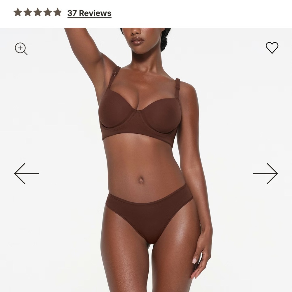 SKIMS Fits Everybody Cocoa Back Smoothing Full Coverage Bra 34D